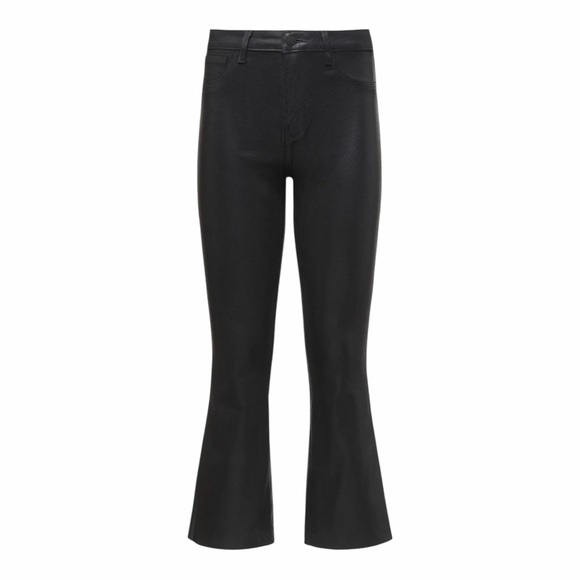 L’AGENCE Kendra Coated Cropped Flare Jean in Black With Raw Hem Size 27 - Picture 5 of 12